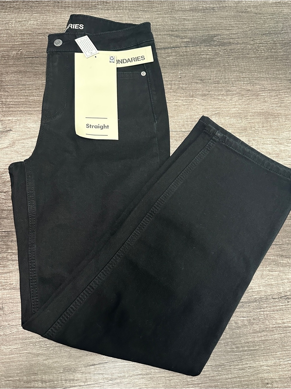 No Boundaries Women's Black High Rise Straight Denim Jeans 5-Pocket
Button Sz 6